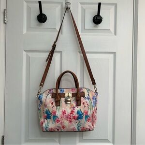 Call it Spring Floral Print Purse with Brown Accents